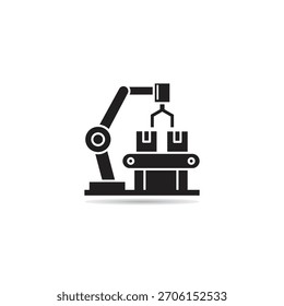 Icono de brazo de robot de paletización de almacén