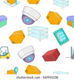Warehouse pattern. Cartoon illustration of warehouse vector pattern for web