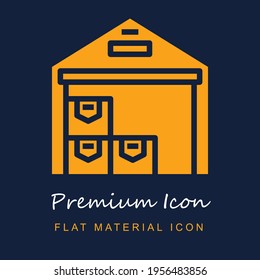 Warehouse premium material ui ux isolated vector icon in navy blue and orange colors