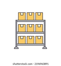 warehouse racking icon in color, isolated on white background 