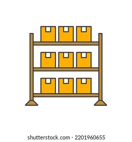 warehouse racking icon in color, isolated on white background 