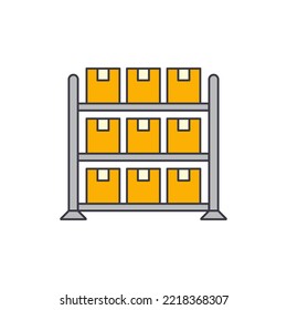 warehouse racking icon in color, isolated on white background 