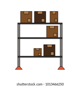 Warehouse racks with boxes