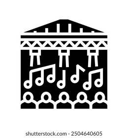 warehouse rave retro glyph icon vector. warehouse rave retro sign. isolated symbol illustration