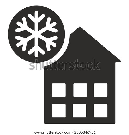warehouse refrigeration storage icon, snowflake symbol, flat vector illustration isolated on white background