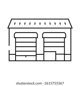 warehouse rent line icon vector. warehouse rent sign. isolated contour symbol black illustration
