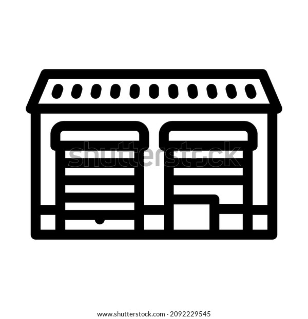 warehouse rent line icon vector.\
warehouse rent sign. isolated contour symbol black\
illustration