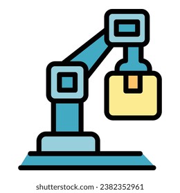 Warehouse robot hand icon outline vector. Inventory control. Digital management color flat