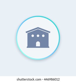 warehouse, round stylish icon, vector illustration