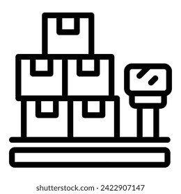 Warehouse scales icon outline vector. Pallet inventory. Package cargo