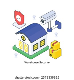 Warehouse Security isometric Colored illustration. EPS File stock illustration