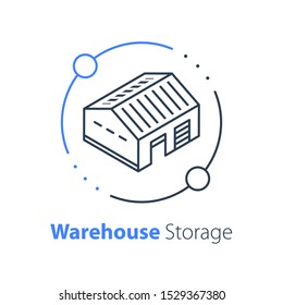 Warehouse Services, Distribution Center, Wholesale Concept, Supply Chain, Vector Thin Line Icon