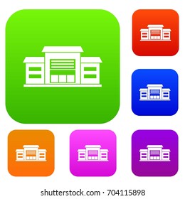 Warehouse set icon in different colors isolated vector illustration. Premium collection