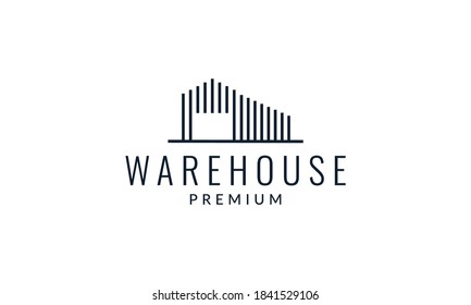 warehouse or shed or storage line art outline  logo vector icon illustration 
