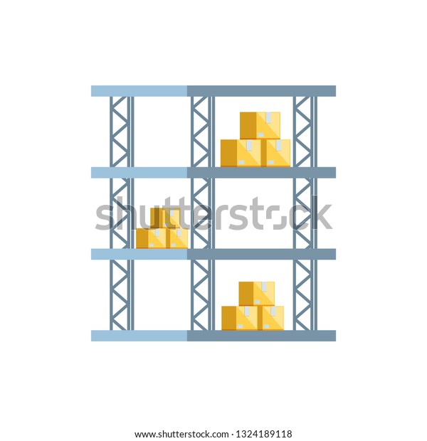 Warehouse Shelf Delivery Boxes Stock Vector (Royalty Free) 1324189118
