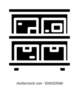 warehouse shelves glyph icon vector. warehouse shelves sign. isolated contour symbol black illustration
