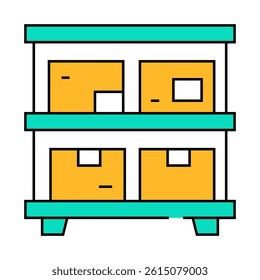warehouse shelves line icon vector. warehouse shelves sign. isolated symbol illustration