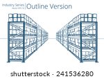 Warehouse Shelves. Vector illustration of Warehouse Shelves, Outline Series.