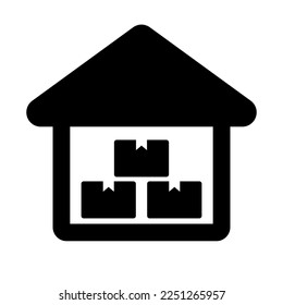 Warehouse silhouette icon. Logistics. Vector.