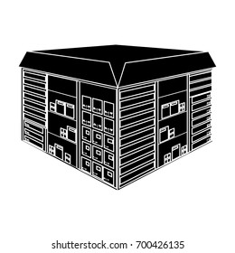 Warehouse space. Logistics and delivery single icon in black style isometric vector symbol stock illustration web.