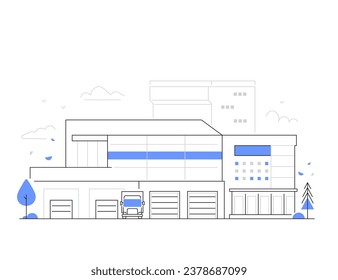 Warehouse space - modern line design style illustration