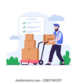 Warehouse staff checks shipments for delivery