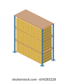 Warehouse stand isometric icon. Global or local shipping service vector illustration isolated on white background.