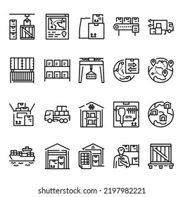 Warehouse Stockpile Line Icons Set Pictogram Stock Vector (Royalty Free ...