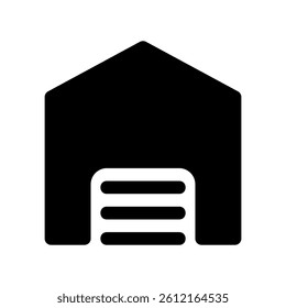Warehouse or Storage Building Graphic Featuring a Shutter Entrance