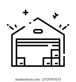 Icono de edificio de almacenamiento de almacén para inventario y logística de comercio electrónico