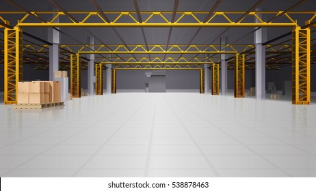 Warehouse And Storage Interior Realistic Background With Boxes And Cargo Symbols  Vector Illustration 