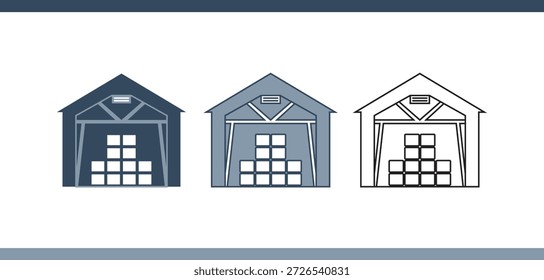 Conjunto de Ícones de Inventário de Armazenamento do Depósito para Logística e Cadeia de Suprimento