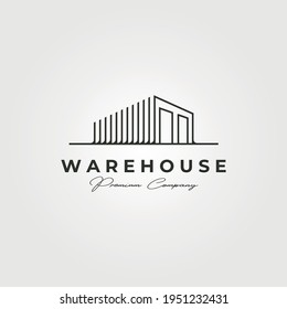 warehouse storage line art logo vector illustration design, line art style