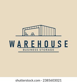 warehouse storage line art logo vector illustration design minimalist