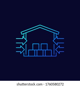 warehouse, storage line vector icon