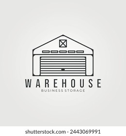 warehouse storage linear vector vintage illustration design, sign ans symbol