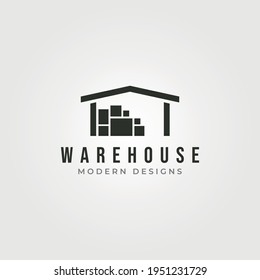 warehouse storage logo vector vintage illustration design, minimal logo