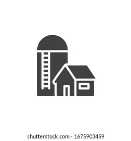 Icono vectorial de almacenamiento de almacén. Casa de campo llena de letrero plano para concepto móvil y diseño web. Icono de glifo de almacén. Símbolo, ilustración del logotipo. Gráficos vectoriales