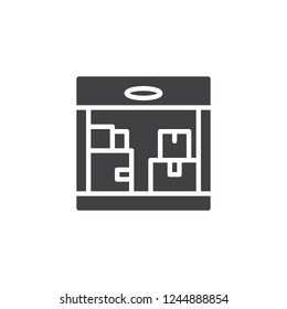 Warehouse storage vector icon. filled flat sign for mobile concept and web design. warehouse building simple solid icon. Symbol, logo illustration. Pixel perfect vector graphics