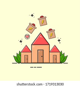 warehouse to store goods before delivery to customer flat design illustration