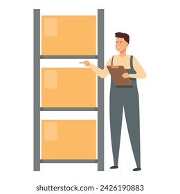 Warehouse store rack icon cartoon vector. Room cargo. Cart parcel service