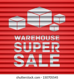 Warehouse Super Sale Design. Shutter Door.Vector Illustration