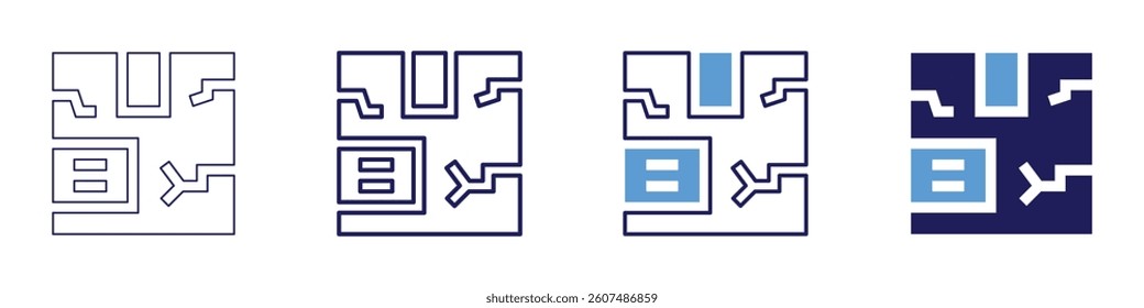 Warehouse supply chain icon in 4 different styles. Thin Line, Line, Bold Line, Duotone. Duotone style. Editable stroke.
