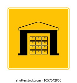 warehouse symbol in yellow background