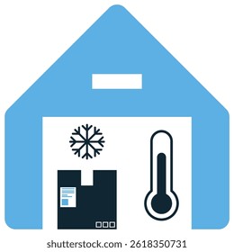 Warehouse temperature icon vector for climate control, cargo cooling, and storage condition. Ideal for temperature monitor, cold chain logistics, and safe warehouse storage design.