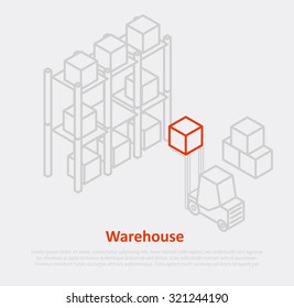 warehouse thin ine isometric