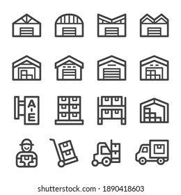 warehouse thin line icon set,vector and illustration