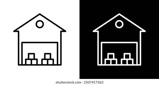 Warehouse thin line vector icon set.