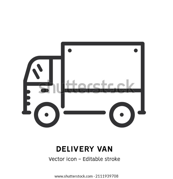 Warehouse transport line icon. Delivery van\
pictogram. Warehouse car, global logistic industry, delivery\
service flat outline icon. Editable\
stroke