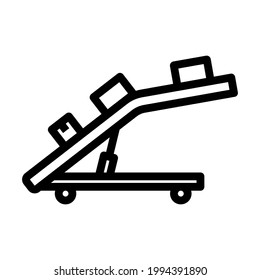 Symbol Warenbeförderungssystem. Feines Rahmendesign mit bearbeitbarer Hubbreite. Vektorgrafik.